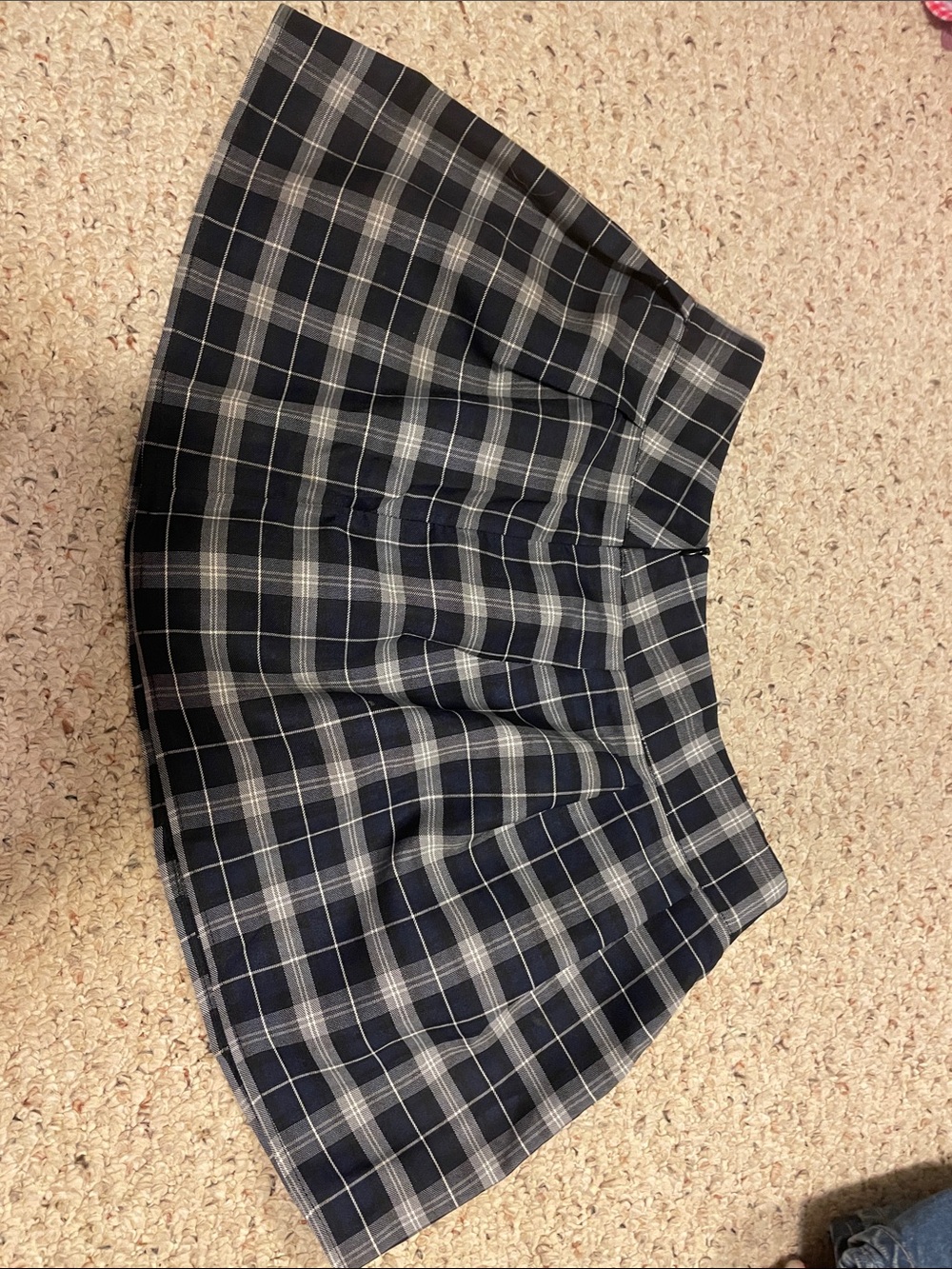 Plaid Navy Mini Skirt - Schoolgirl-Inspired A-Line - Picture 2 of 5